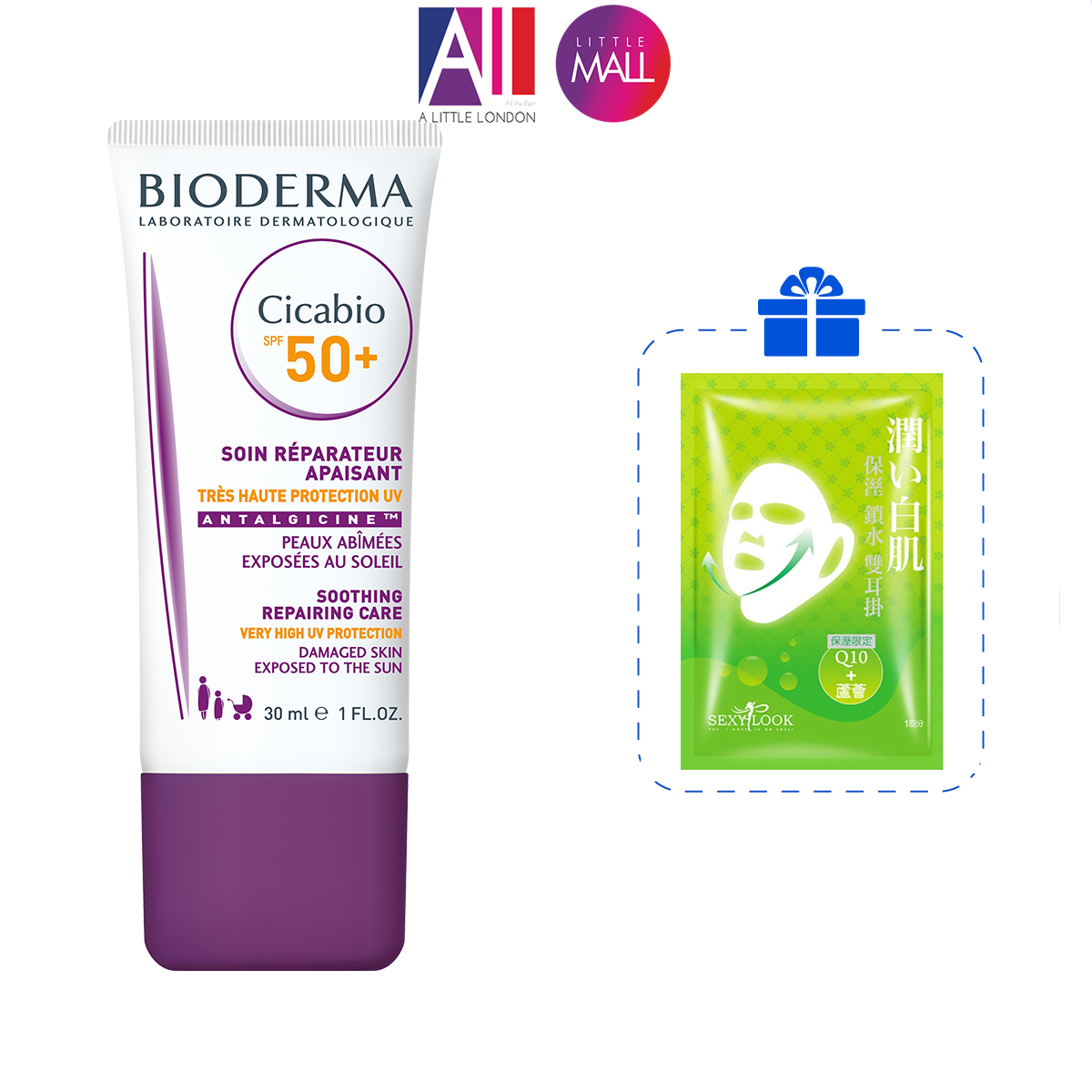 Kem dưỡng hạn chế tăng sắc tố Bioderma cicabio spf50 30ml TẶNG mặt nạ Sexylook (Nhập khẩu)