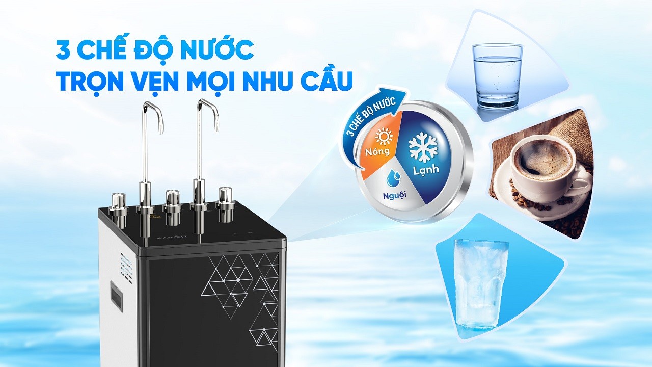 Máy lọc nước nóng lạnh RO Mỹ 11 lõi Karofi KAD-D66S - Giao trước lắp sau miễn phí toàn quốc - Bảo hành 36 tháng - Hàng chính hãng