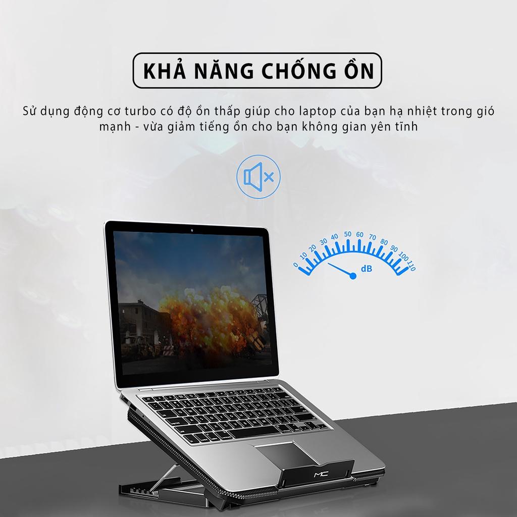 Đế tản nhiệt laptop máy tính bảng Q100 làm mát nhanh đèn led gaming quạt chống ồn 4 mức chỉnh độ cao phiên bản cao cấp 2022