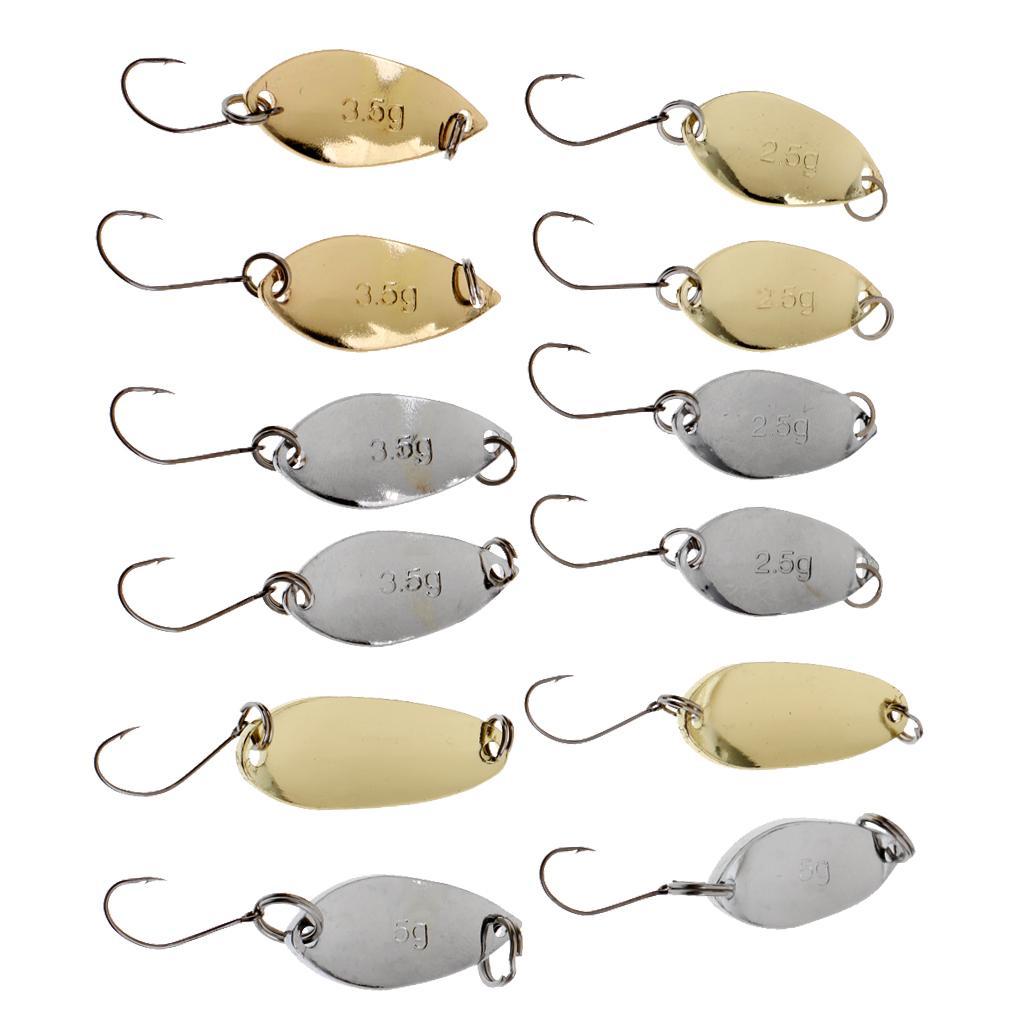 12 PCS High Grade Metal Fishing Lures Spinner Baits Crankbait with Hooks Salmon Bass Hard Lures
