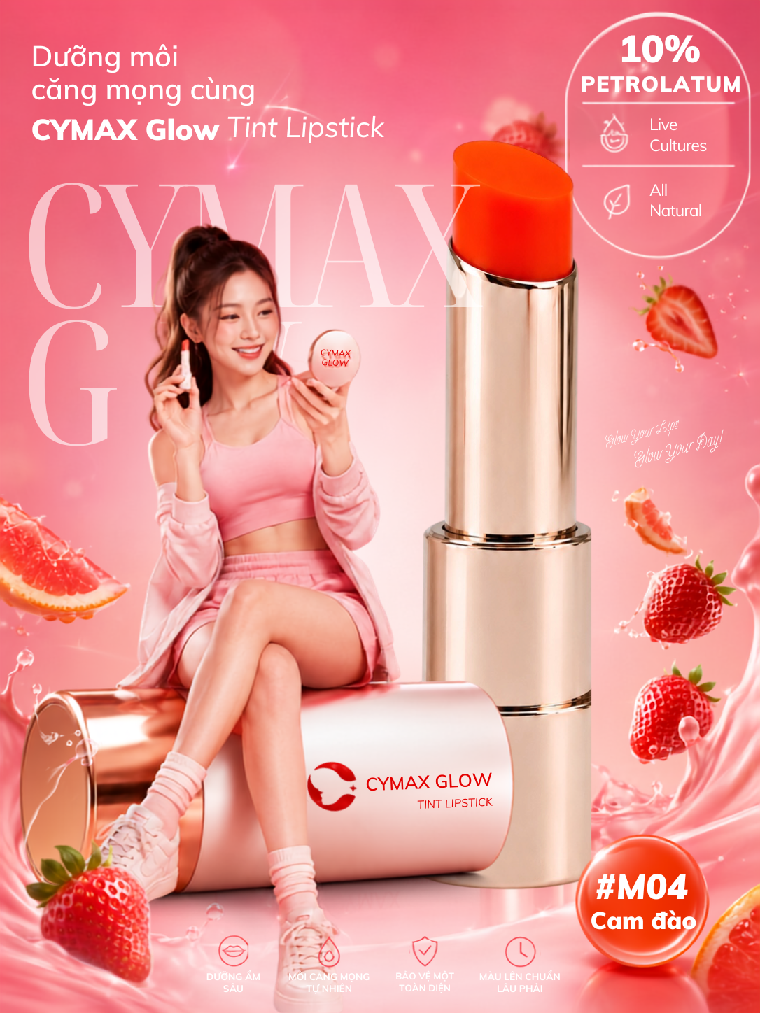 Son Tint CYMAX Glow Tint Lipstick - Son Dưỡng Môi Lên Màu Chuẩn, Nhập Khẩu Chính Ngạch Hàn Quốc