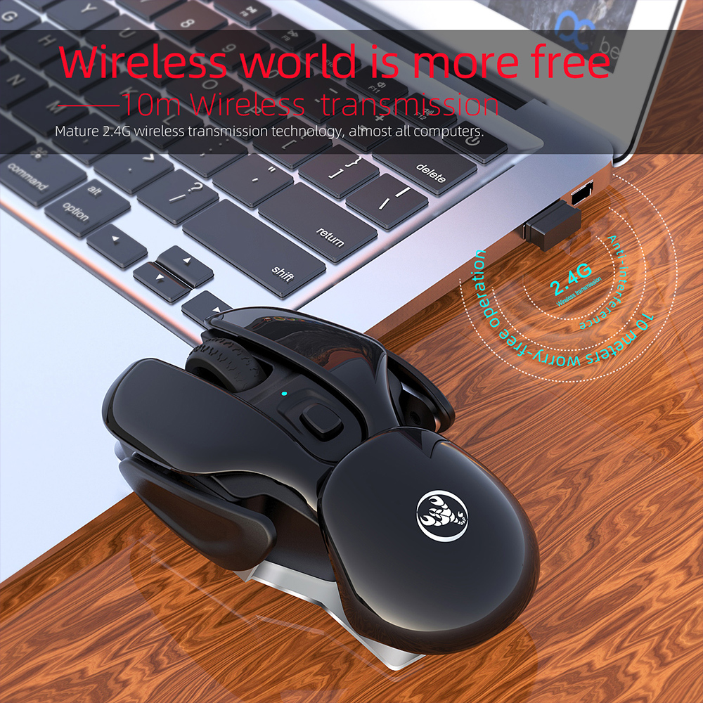 HXSJ T37 Wireless Mouse 2.4G Wireless Mouse Mute Mouse 3 Adjustable DPI Built-in 500mAh Rechargeable Battery Pink