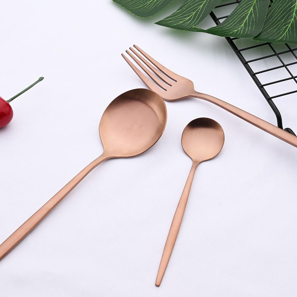 24 Chiếc Vàng Mờ Chén Ăn Bộ Dao Kéo Inox Phẳng Bằng Bộ Ăn Tối Kniffe Giỏ Muỗng Nĩa Bạc Bộ Nhà Bếp Bộ Đồ Ăn