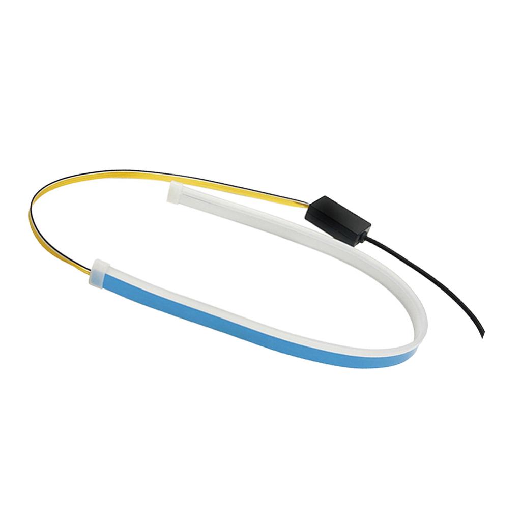 2 Pieces Car LED Flowing Strip Flasher Turn Signal Light Foglight DRL Light