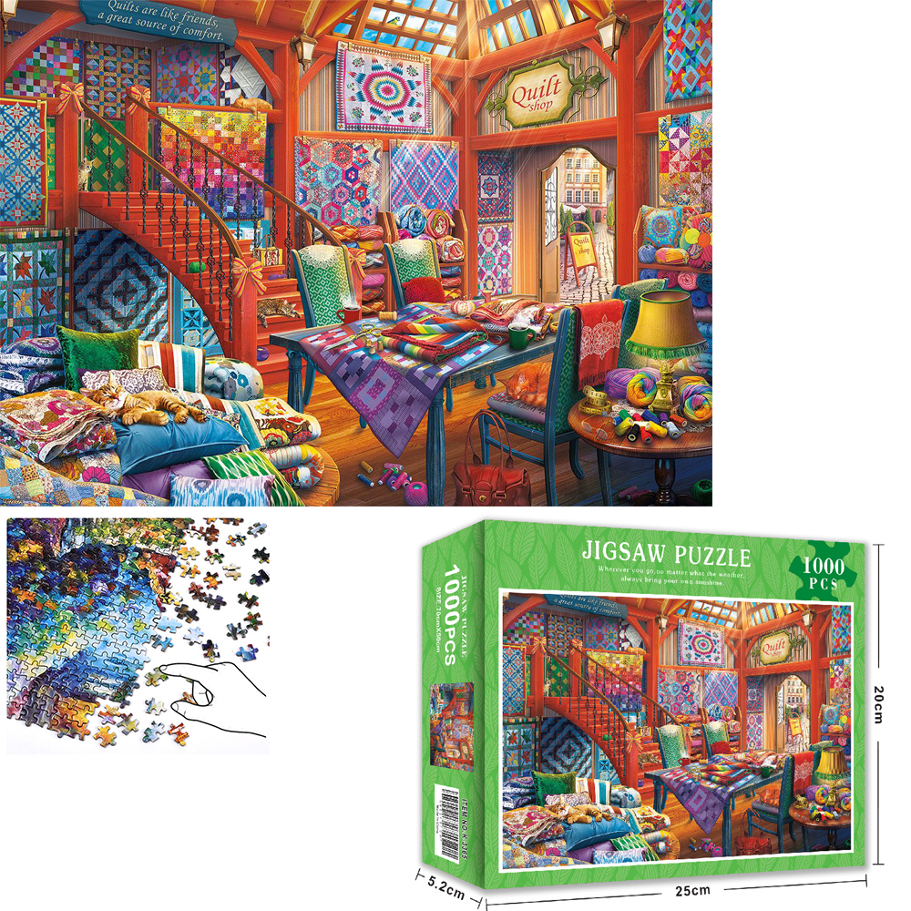 Bộ Tranh Ghép Xếp Hình 1000 Pcs Jigsaw Puzzle (Tranh ghép 70*50cm) Cửa Hàng Chăn Bông Bản Thú Vị Cao Cấp