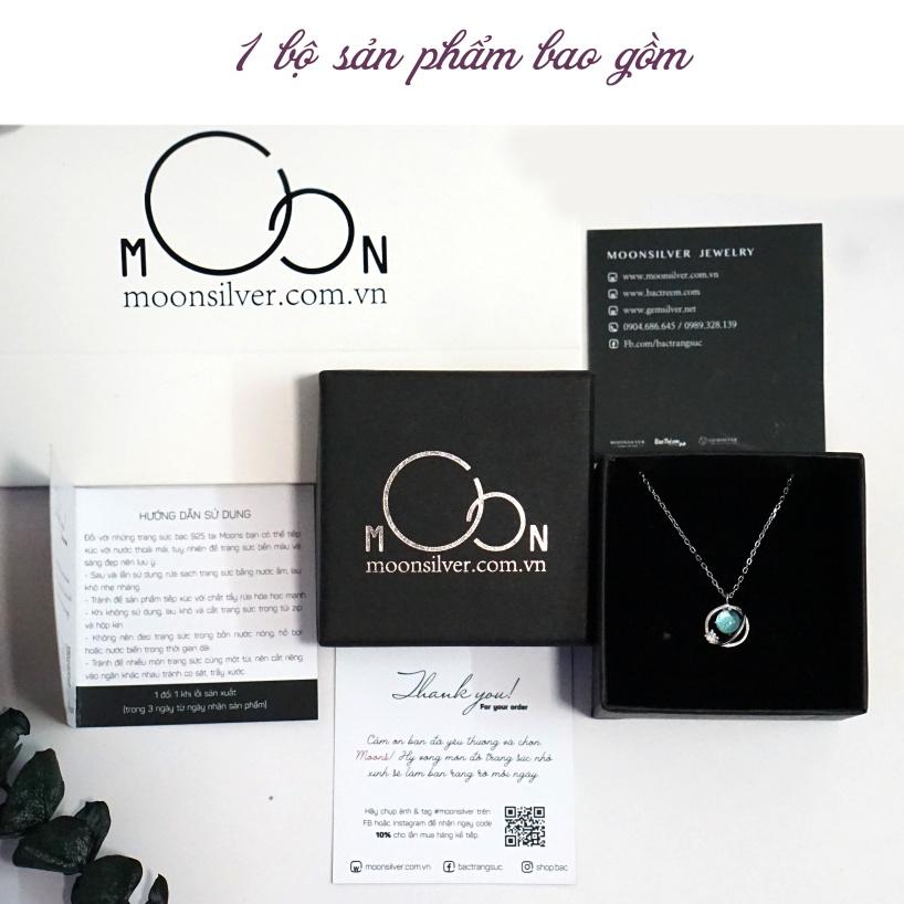 Dây chuyền vòng cổ bạc nữ cỏ bốn lá đính đá cỏ 4 lá Moonsilver