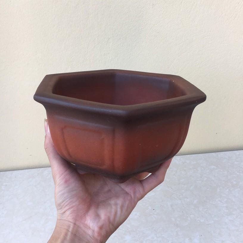 Chậu bonsai Lục giác mini đất nung gốm Bát tràng 1 size BM-40