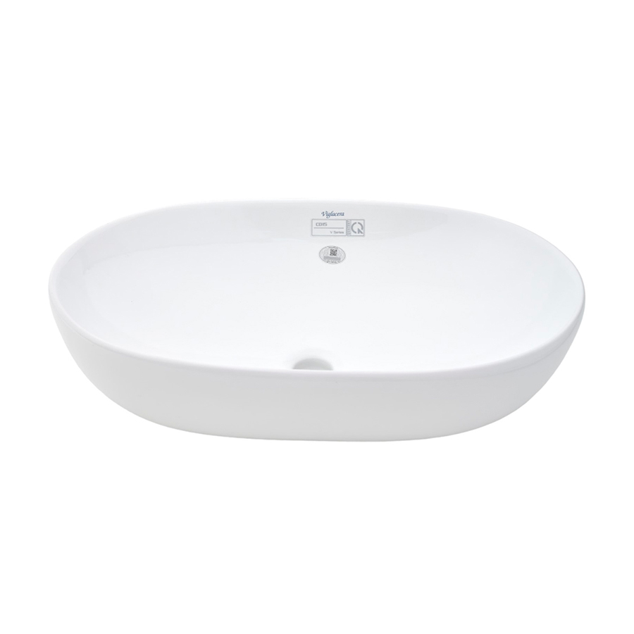 Lavabo đặt bàn Viglacera CD15 màu trắng hình oval, chất liệu sứ ceramic, lòng chậu sâu - Hoa Sen Home - Hàng chính hãng
