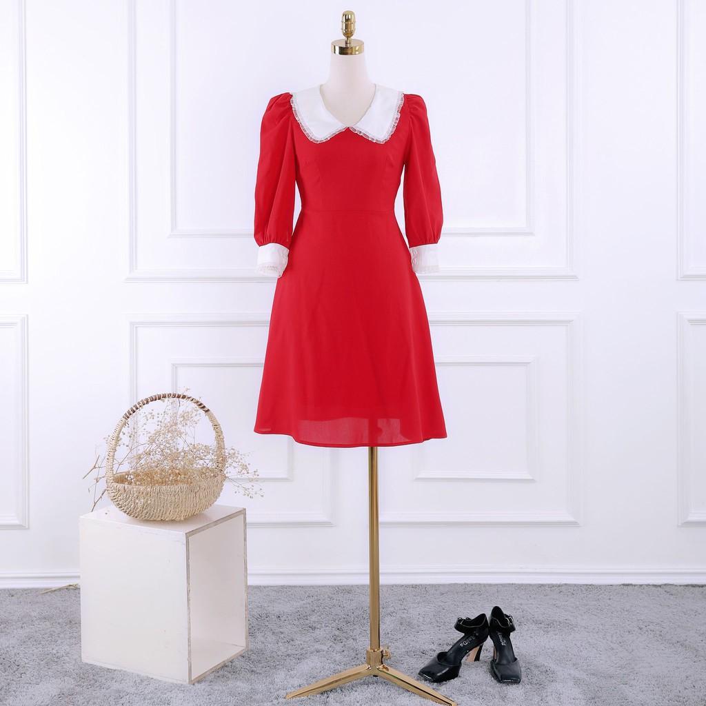 Đầm nữ tay lỡ cổ sen tiểu thư - Váy nữ cách điệu phối tay, cổ TK FASHION DK889