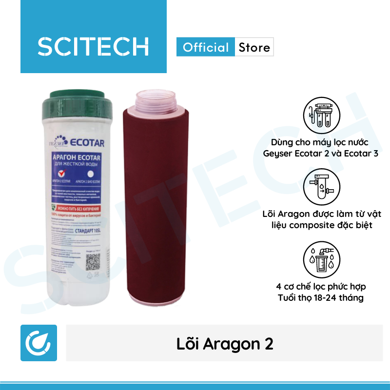 Bộ lõi thay thế máy lọc nước Nano Geyser Ecotar by Scitech (Tặng kèm lõi tiền lọc) - Hàng chính hãng