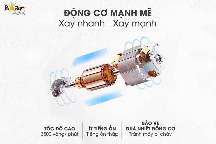 Máy Xay Đa Năng, Máy Xay Thực Phẩm, Máy Xay Thịt BEAR QSJ- C04R8S Xay Cực Êm Khỏe Máy, Dung Tích 2.5 Lít Công Suất Lớn 300 W - Hàng Chính Hãng