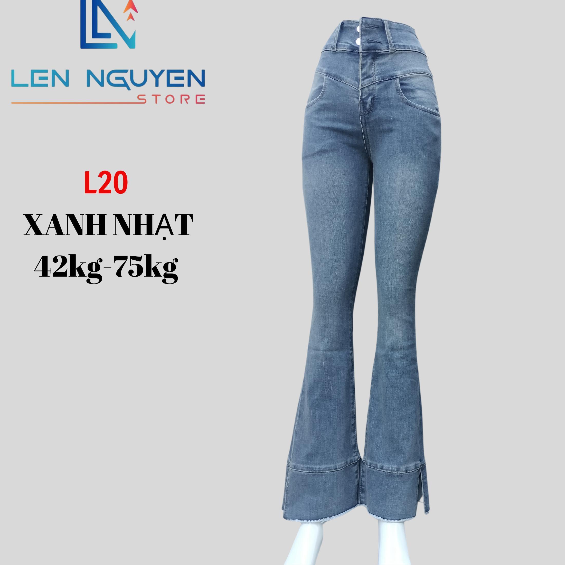 L20_ Quần Jean Nữ Loe Dài 95cm - 97cm thiết kế Thêu, QUẦN JEAN (BÒ) LOE (VẪY) 