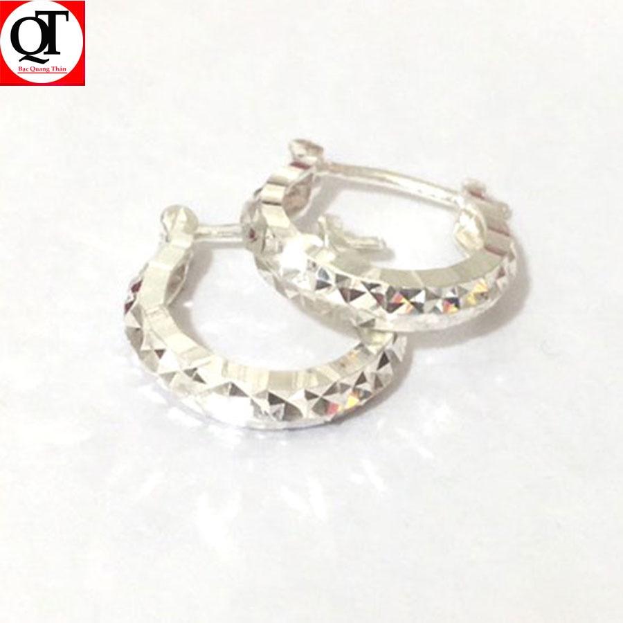 Khuyên tai nữ bạc bản mo phay sáng bóng thích hợp đeo cho cả nam và nữ trang sức Bạc Quang Thản - QTBT125
