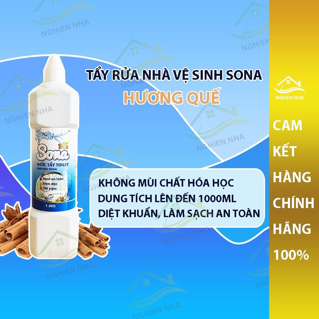 Tẩy vệ sinh nhà tắm bồn cầu toilet hương quế Sona 1L diệt khuẩn 99.9% an toàn cho sức khỏe với công nghệ sinh học