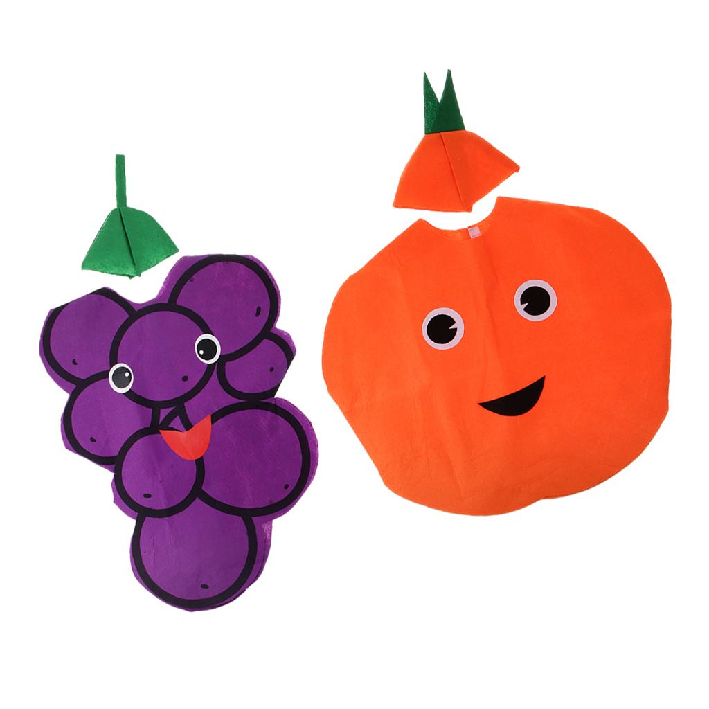 2x Orange Costume Grape Fruit Non-Woven Fabric Kids One Piece Ornament Beach Lightweight Glasses Costume Game Party
