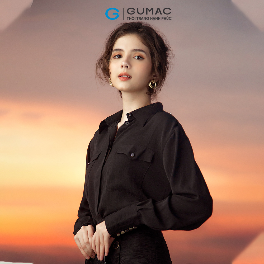 Áo sơ mi nữ GUMAC AB906 túi đắp
