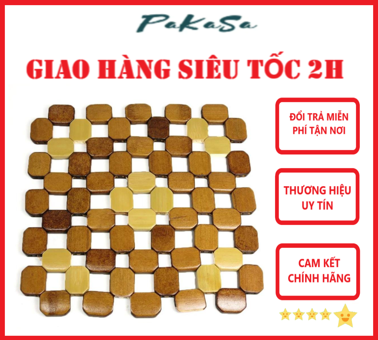 Combo Miếng Lót Nồi Cao Cấp Được Ghép Từ Các Miếng Trúc Cách Nhiệt Tốt - Hàng Chính Hãng 