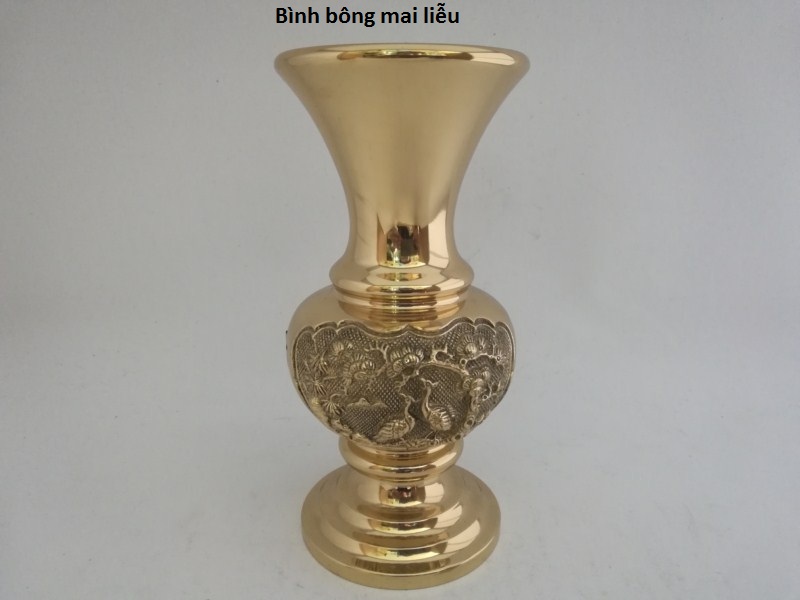 Bình lọ Mai liễu xòe 18,5cm bằng đồng nặng