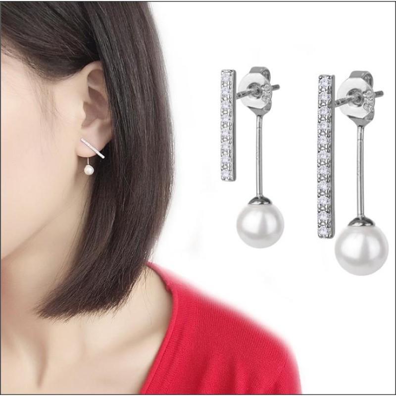 Bông Tai Bạc Gậy Gắn Ngọc