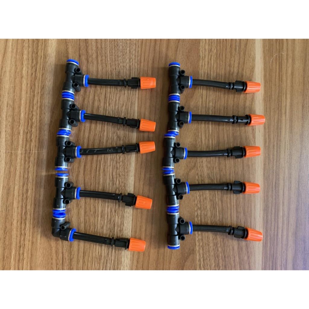 10 BỘ BÉC PHUN SƯƠNG 1 HƯỚNG MÀU CAM KÈM NỐI NHANH T 8MM