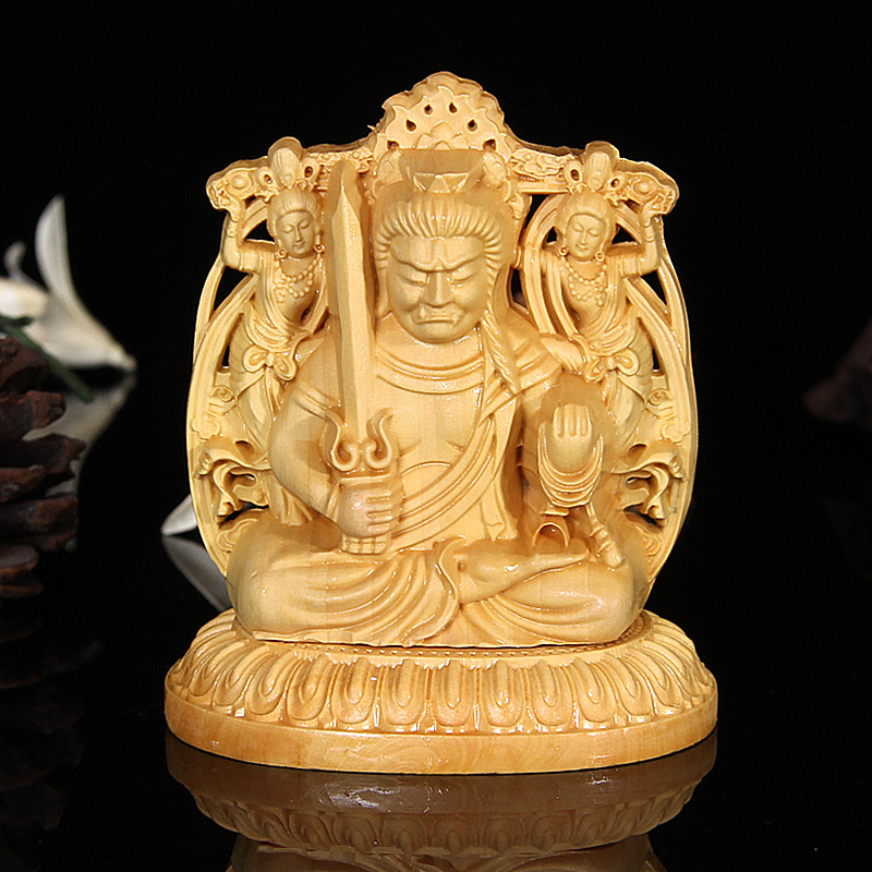 Tượng để xe ô tô phật Bất Động Minh Vương bằng gỗ Hoàng Dương V183