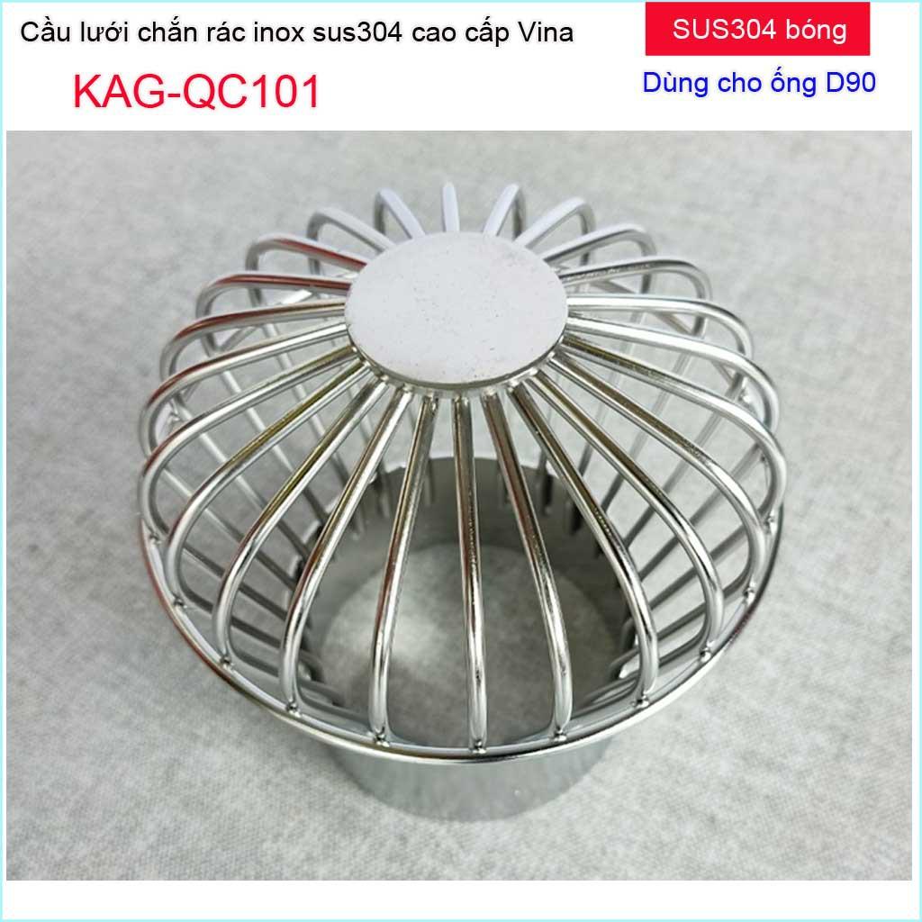 Cầu lưới Inox 304 dày D90-114 chắn rác sân thượng KAG-QC101, cầu chặn rác thoát nước mưa D90-114