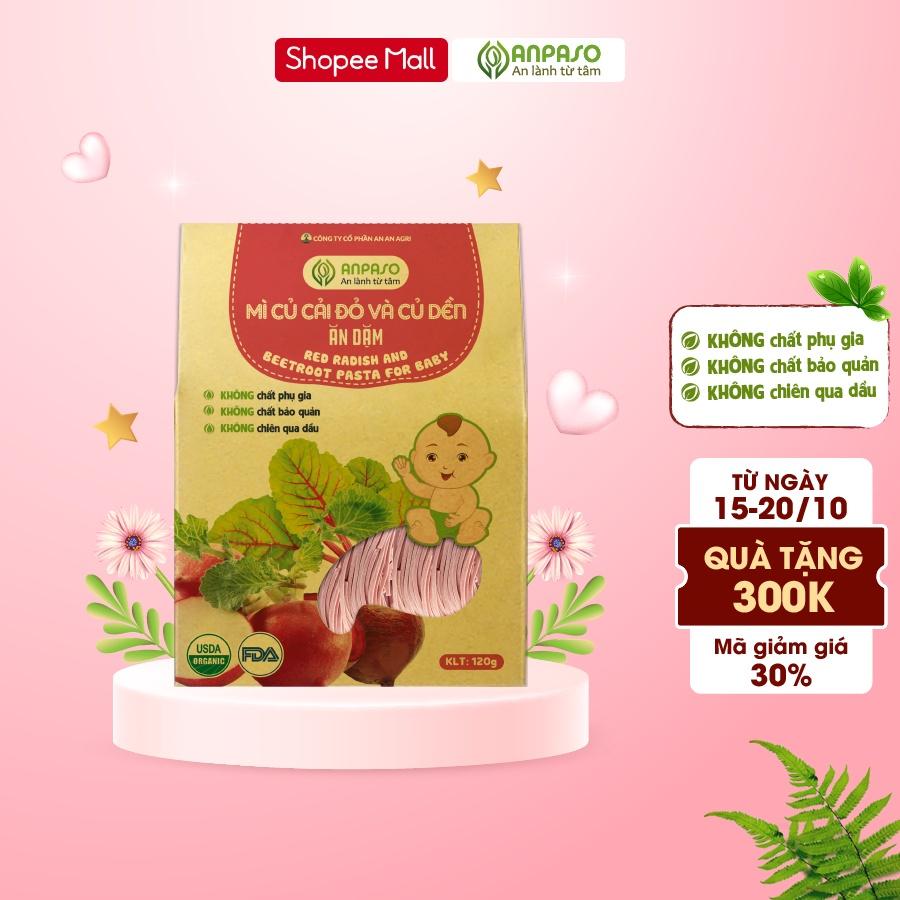 Mì Ăn Dặm Cho Bé Củ Cải Đỏ Và Củ Dền ANPASO Hữu Cơ Organic bổ sung chất xơ cải thiện táo bón 120g