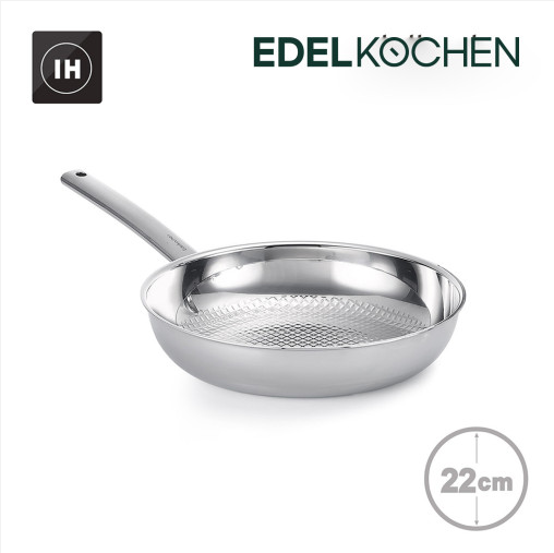 [Chính hãng Edelkochen] Chảo Edelkochen Prism 3 lớp không xi Inox 304 đúc liền sử dụng cho mọi loại bếp