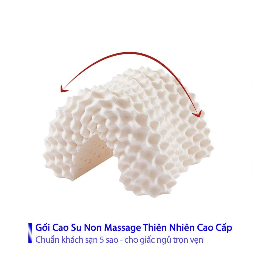 Gối Cao Su Non Massage Cho Người Đau Vai Gáy Gối Đầu Nằm Ngủ Massage Kê Chống Mỏi Cổ Từ Cao Su Non Thiên Nhiên Cao Cấp Cho Người Lớn 50cmx70cm- Chuẩn Khách Sạn 5 Sao