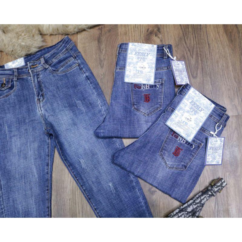 Quần Jeans Nữ Baggy Xước Lưng Cao