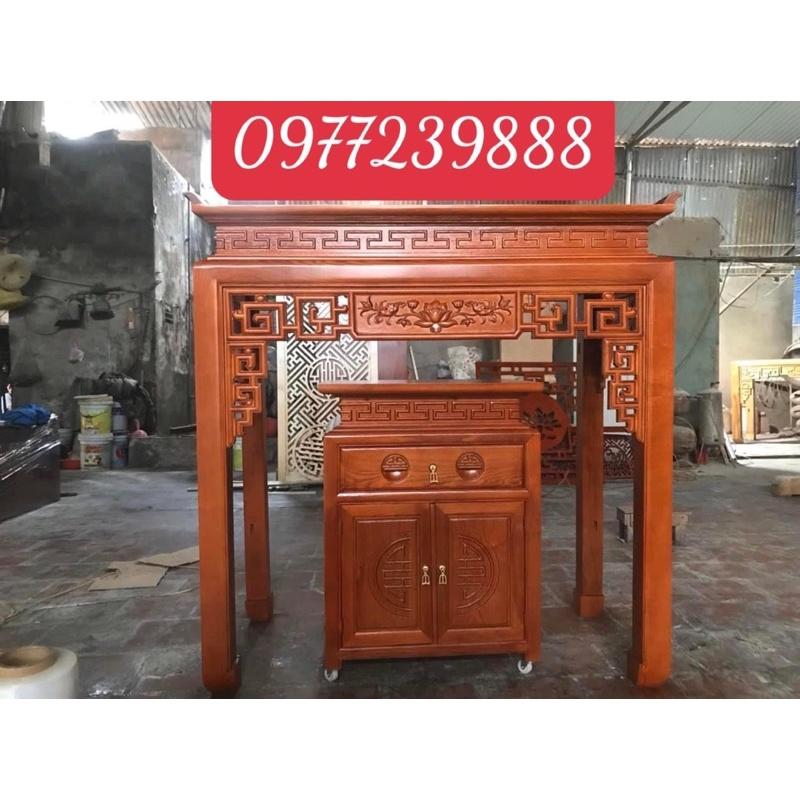 bộ bàn thờ gỗ sồi 127cm chất liệu 100% sồi