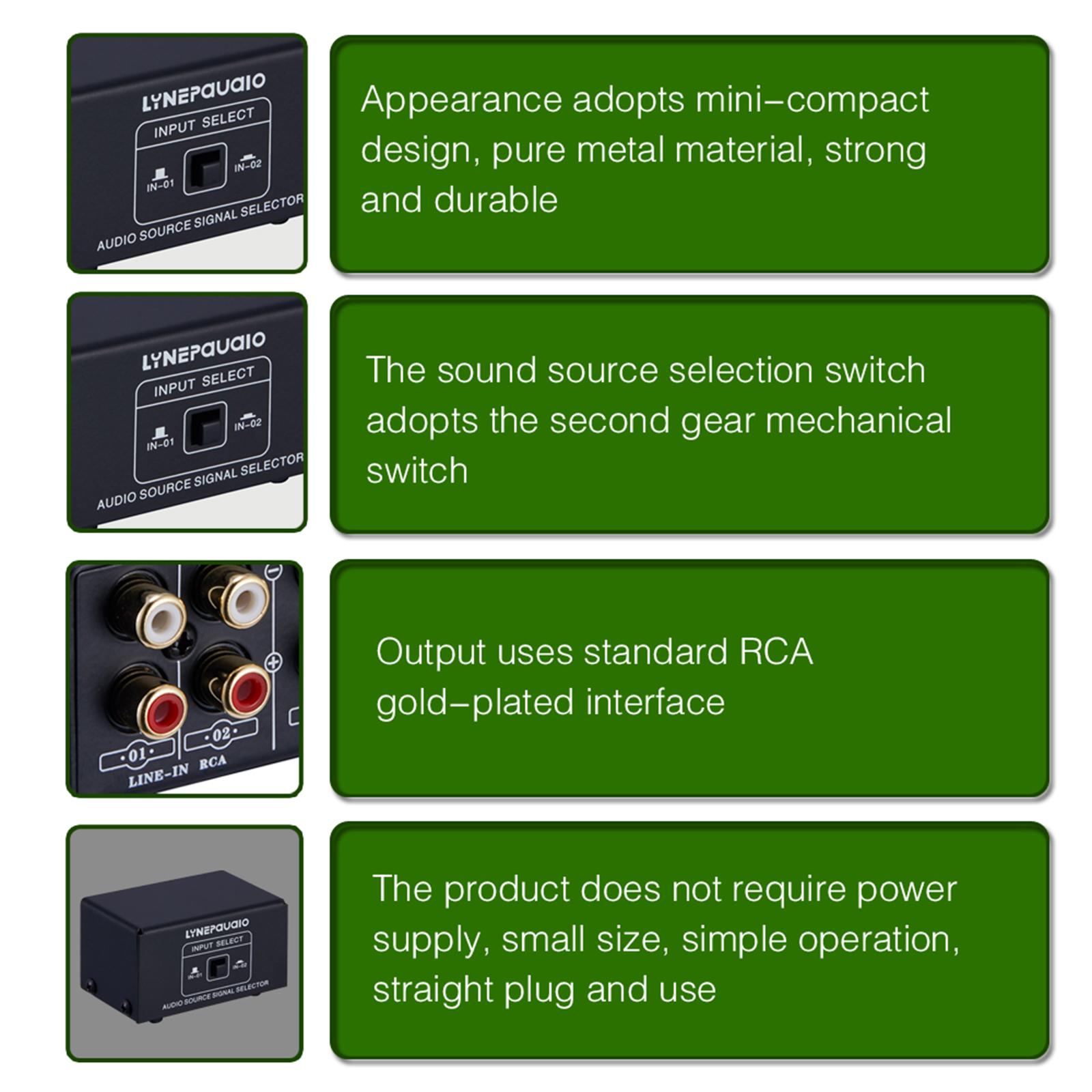 2 in 1 Out or 1 in 2 Out Audio Source Signal Selector, Switcher, Speaker, Audio Source, Switcher, Lossess