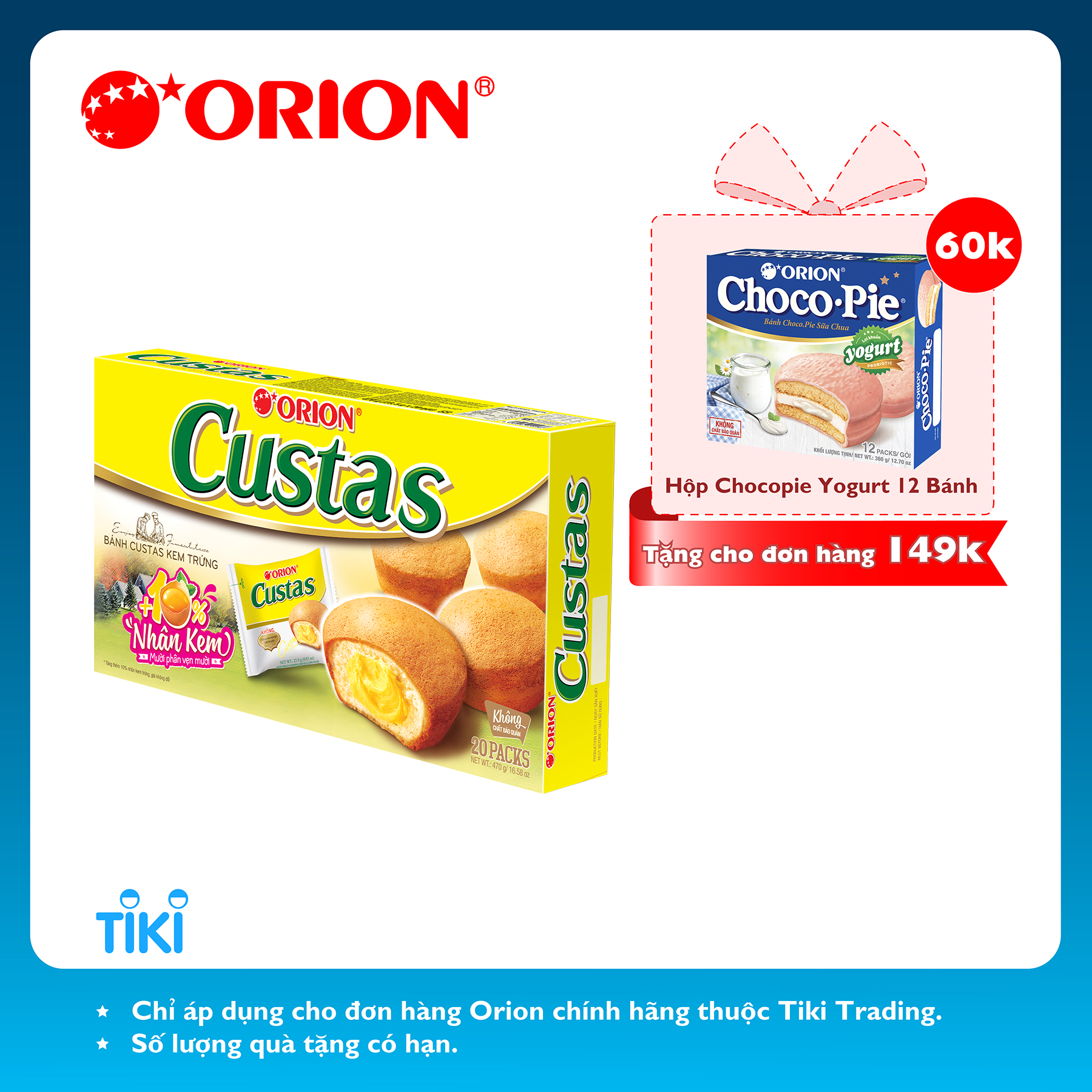 Bánh bông lan Custas kem trứng 470g