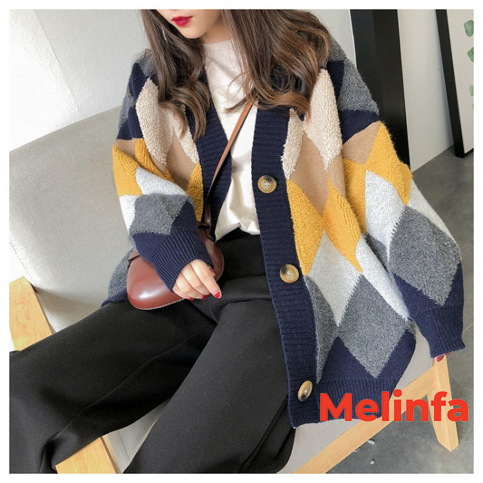 Áo len cardigan nữ loại dày len dệt kim Quảng Châu mềm mịn co giãn mặc mùa thu đông mã VAA0336