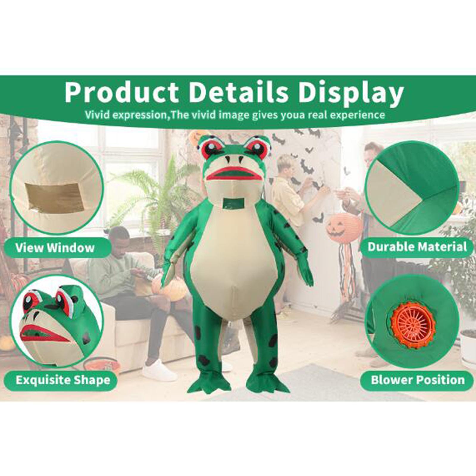 Inflatable Costume Frog, Cute Frog Clothing Party Dress up Carnival Cartoon Full Body Suit Halloween Party Cosplay for Kids Adult Men Women Unisex