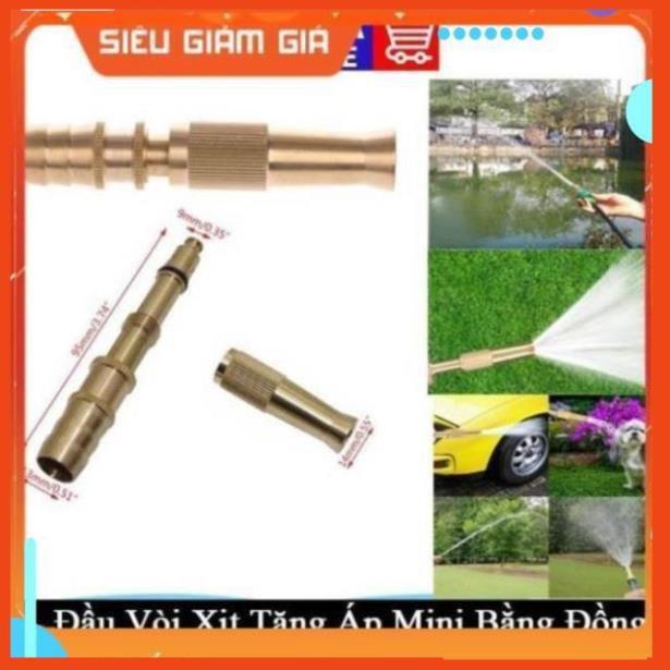 Đầu vòi xịt tăng áp mini bằng đồng có siết vòi đi kèm phun nước rửa xe, tưới cây tăng áp đa năng 206587