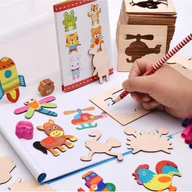 Bộ khuôn vẽ gỗ thông minh cho bé
