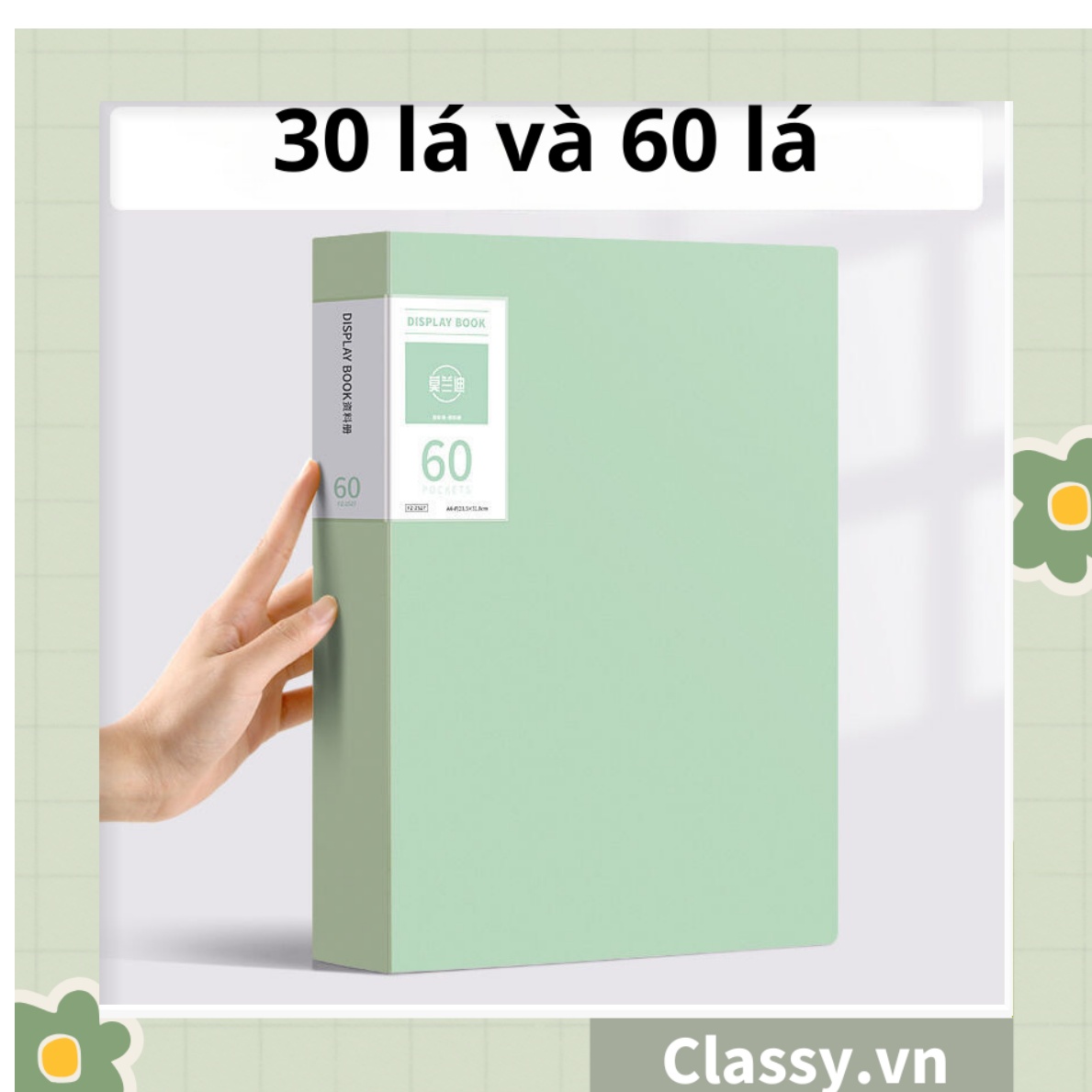File lá A4 đựng tài liệu nhiều ngăn, Tệp đựng tài liệu 30 lá chất liệu PP cao cấp - bìa đựng giấy A4 Classy Basic PK1787