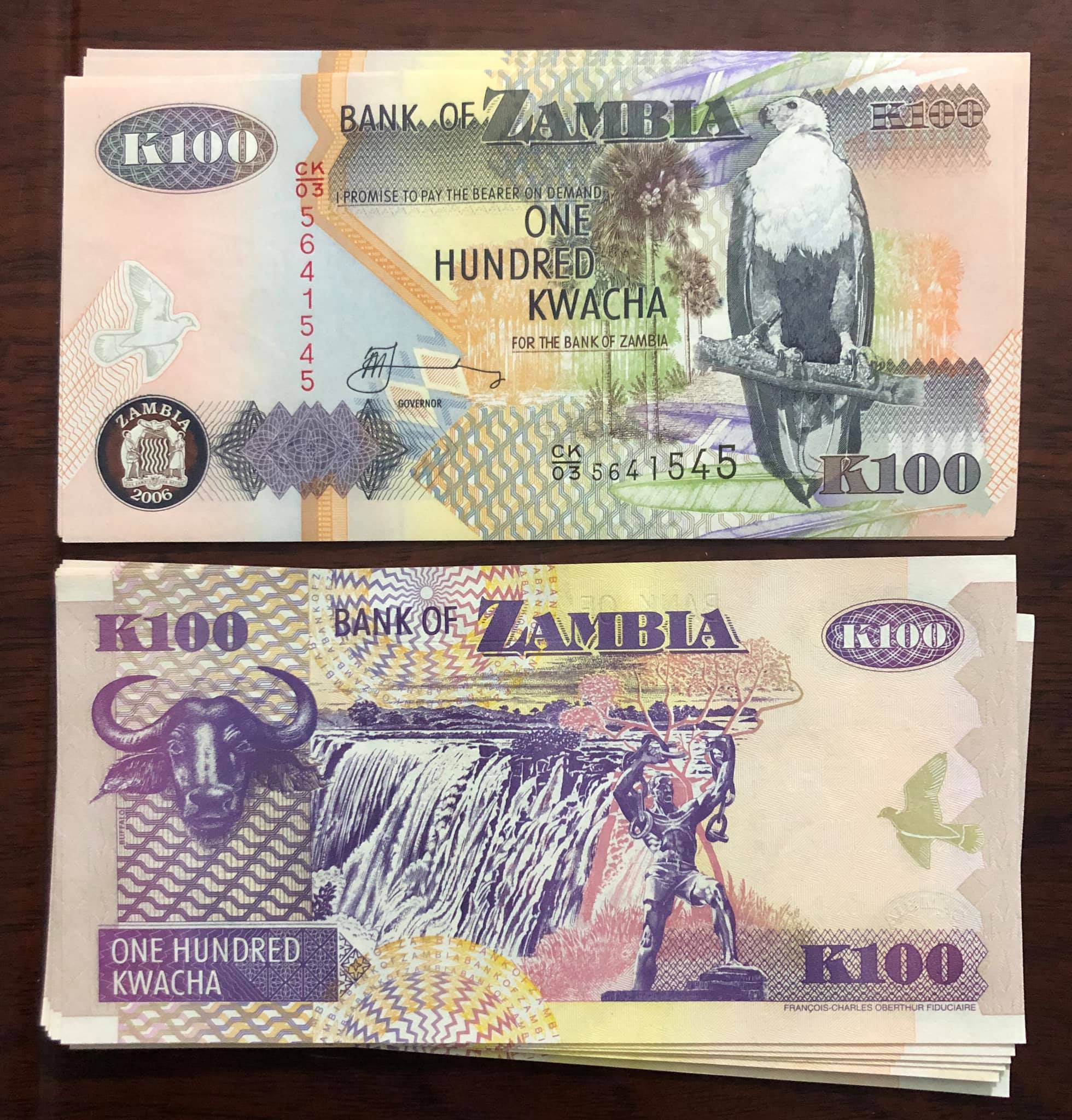 Tiền cổ Zambia 100 Kwacha, quốc gia nghèo châu Phi