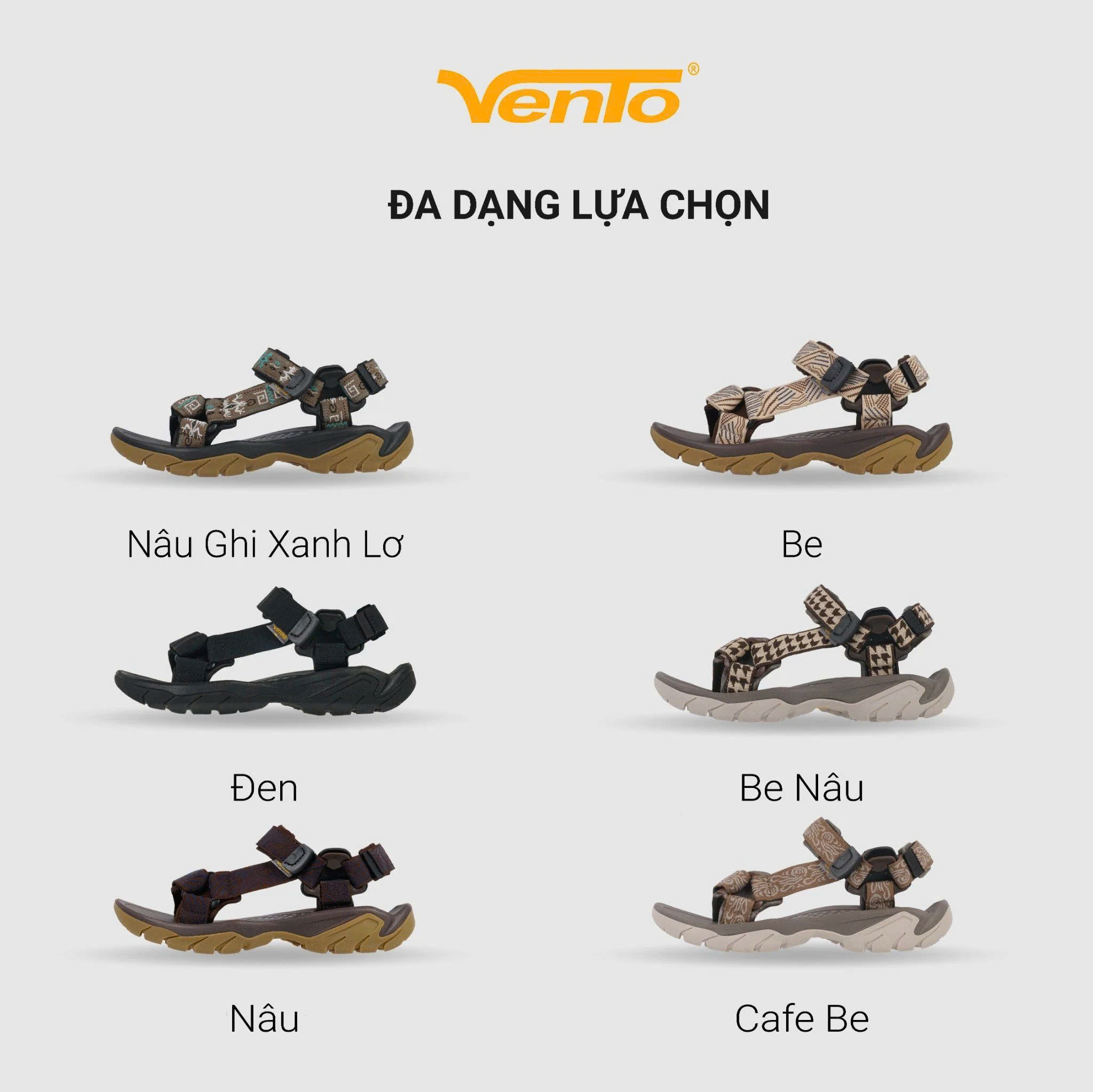 Giày Sandal Nam/Nữ Vento RETRO quai ngang Big Size dạo phố di chơi đi học du lịch SD11003