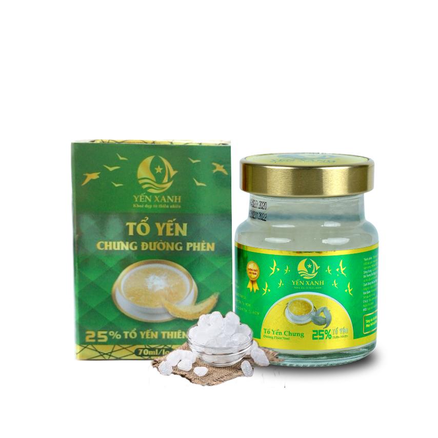 TỔ YẾN CHƯNG ĐƯỜNG PHÈN – YẾN XANH - HỘP 1 LỌ