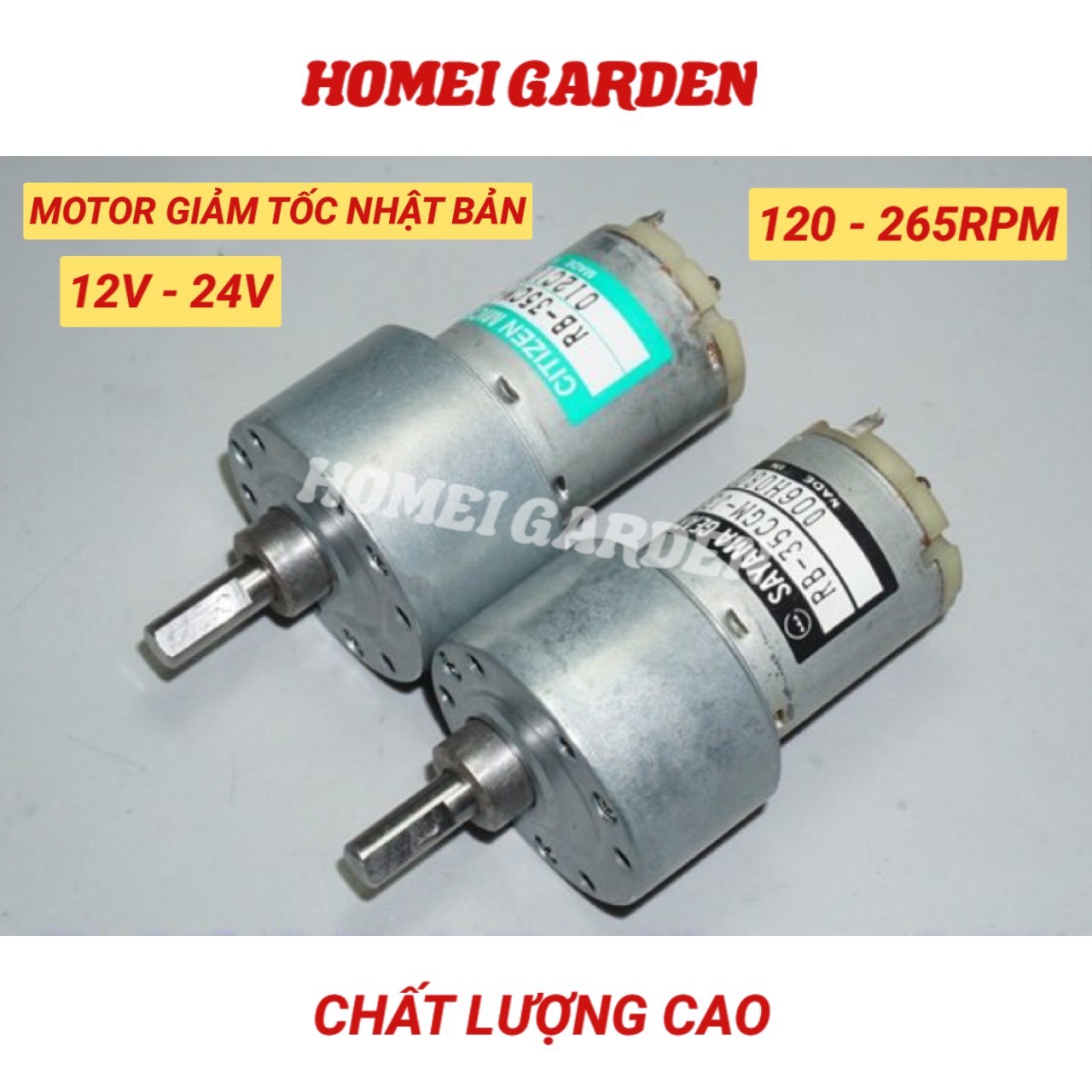 Motor giảm tốc bánh răng kim loại chất lượng cao 12V - 24V tốc độ 120 - 265 vòng/phút - D0272