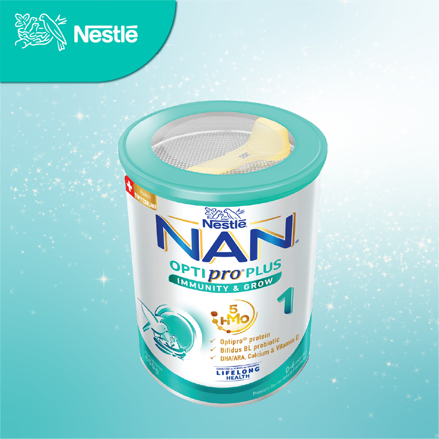 Sữa bột Nestlé NAN OPTIPRO PLUS 1 800g/lon với 5HMO Sản Xuất Tại Thụy Sĩ (0 - 6 tháng)