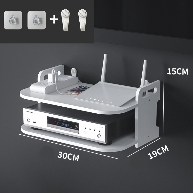 KỆ TỦ để wifi phòng khách 2 màu đen trắng kệ tivi treo tường không cần khoan gởi kèm đầy đủ phụ kiện treo