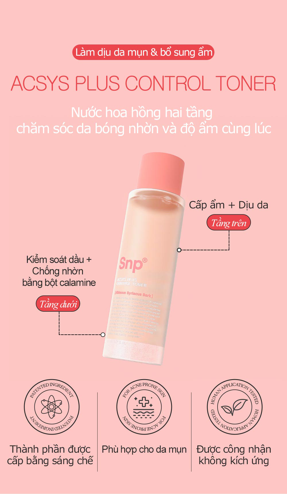 Nước Hoa Hồng Dành Cho Da Mụn Kiểm Soát Dầu SNP ACYS PLUS CONTROL TONER 150ML