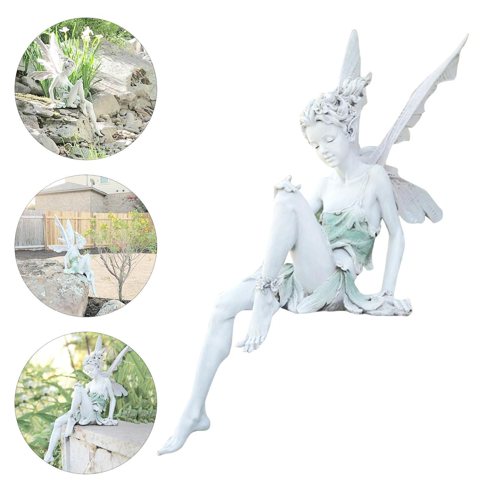 2pcs Fairy Statue Pond Figurine Home Sculpture Ornament Landscaping Craft
