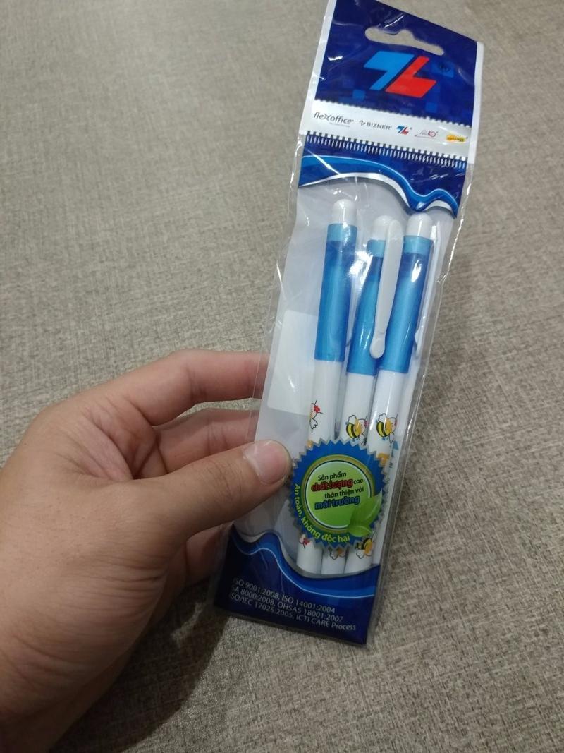 Vỉ 3 Bút Lông Kim FL-04 - Mực Xanh