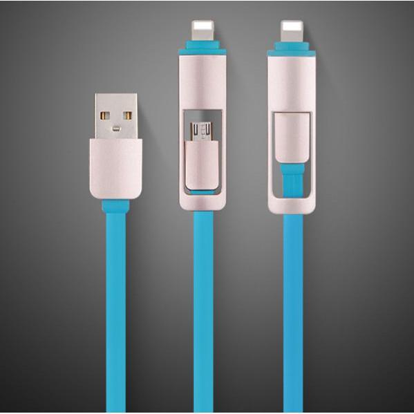 Cáp sạc đa năng dây rút 2 đầu 2in1 trong 1 Lightning + Micro USB cho android và iphone