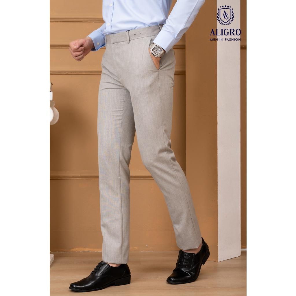 Quần âu nam Aligro màu xám vuông nhỏ, chuẩn form slimfit, tôn dáng ALGO1040