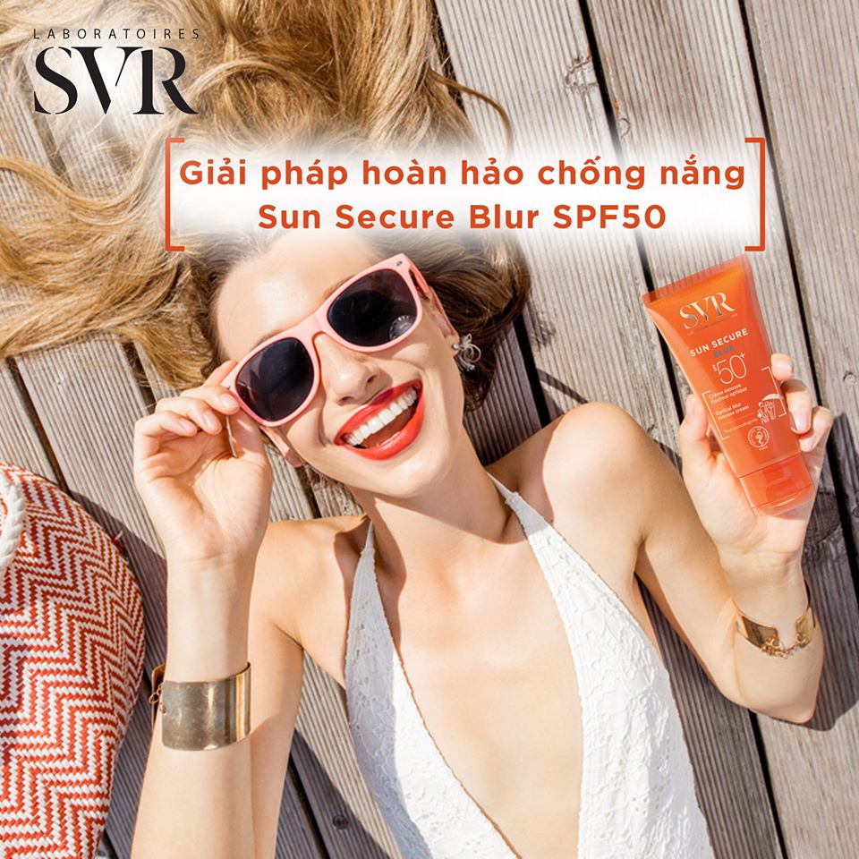 Kem chống nắng SPF50 SVR sun secure blur 50ml TẶNG mặt nạ Sexylook (Nhập khẩu)